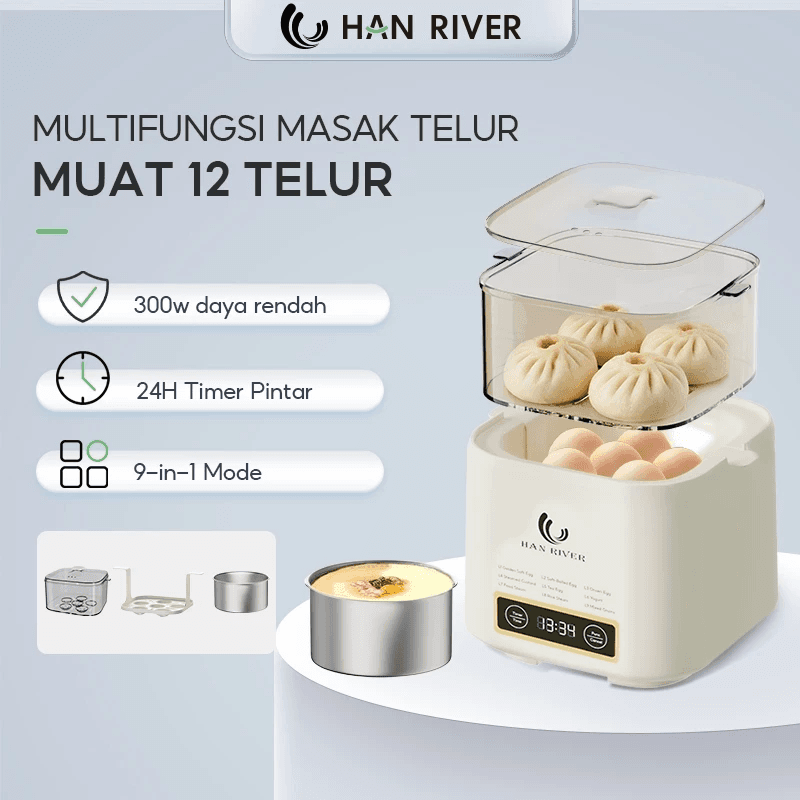Han River Egg Cooker 9-in-1 - Alat Kukus Sarapan Pintar